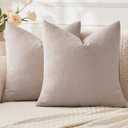 MIULEE Taupe Grey Couch Pillow Covers 20x20 Inch, Set of 2 Soft Chenille Decorative Square Throw Pillow Covers Farmhouse for Sofa Living Room Bed