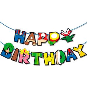 Video Games Birthday Banner Happy Birthday Party Banner for Girls Boys Baby Shower Party Hanging Letter Banners Cool Gaming Theme Room Wall Backdrop Decoration Supplies