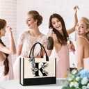 Tecanne Personalized Initial Canvas Tote Bag, Suitable for Birthday, Wedding, Beach, Holiday, Gifts for Women, Mom, Teachers, Nurses, Best Friends, Bridesmaids (K)