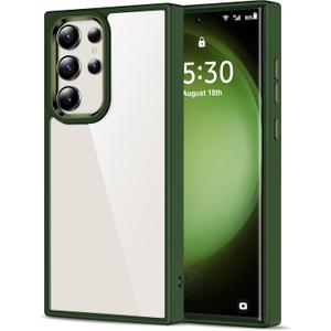 HOOMIL Case for Samsung Galaxy S23 Ultra 5G 6.8-Inch, Non-Yellowing, Drop Protection, Anti-Scratch, Transparent Hard Back Phone Cover - Green