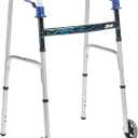 Drive Medical Trigger Release Folding Walker - Lightweight Brushed Steel Design - Easy Trigger Folding Mechanism - 5 Inch Wheels - Contoured Hand Grips - Senior Mobility Aid (1 Count (Pack of 1))