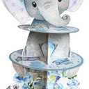 Blue Elephant Cupcake Stand Baby Boy Baby Shower Decorations 3 Tiered Dessert Cake Table Displays Eelephant Birthday Party Decorations Baby Shower Decorations for Boy