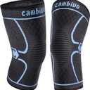 CAMBIVO 2 Pack Knee Brace, Knee Compression Sleeve for Men and Women, Knee Support for Running, Workout, Gym, Hiking, Sports (Blue,Medium)