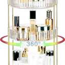 360 Rotating Makeup Organizer, 3 Tier Large Capacity Lazy Susan Bathroom Counter Organizer, Skincare Organizers, Spinning Perfume Organizer & Vanity Organizer Countertop (Golden Clear, 3 Tier)