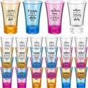 Zeyune 1.2oz Colorful Shot Glasses Acrylic Unbreakable Party Shot Glasses Compatible with 6 Shot Glass Dispenser and Holder(Clear, Yellow, Blue, Purple, 24 Pcs)