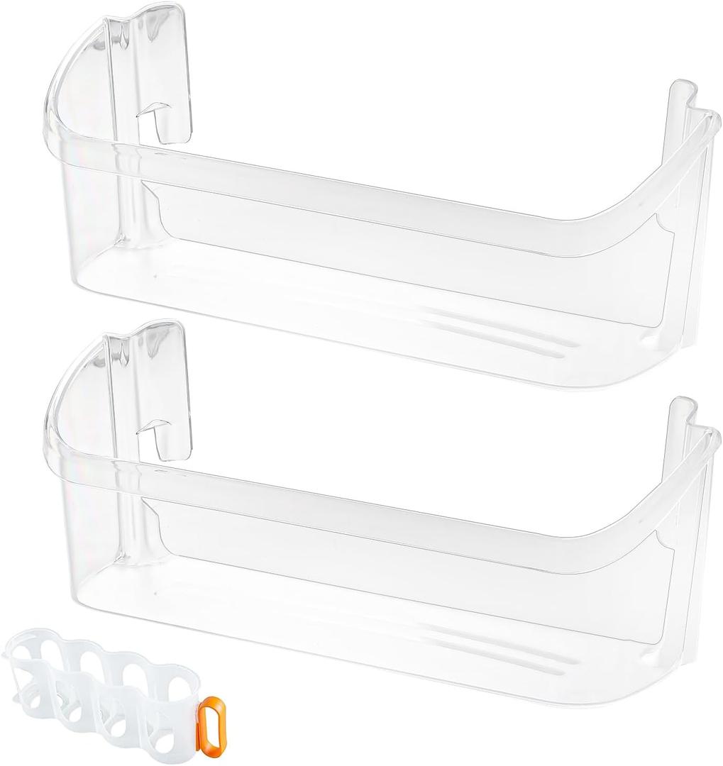 Seentech 240323002 Refrigerator Door Shelf Bin for Frigi-daire & Ken-more  Replaces 240323002, 240323005, 240323006, 240323009, 240323010, Lower Bottom Shelf (2-Pack with Soda Can Organizer)
