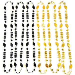 28 Pcs Graduation Party Beads Necklaces Black Gold Graduate Cap Shaped Favor Gifts Supplies Graduation Party Beads Necklaces Decoration Gift