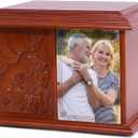 Double Urn for 2 Adults - Wooden Cremation Urn for Human Ashes Male Female Companion Urns for Ashes Women Men Carved 400 Lbs Large Hummingbird Urns with 4 x 6 Picture Frame