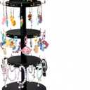 Bracelet Holder, Wooden 3 Tier Rotating Jewelry Display Stand, Tree Stand Vendor Stand Display with Advertising Board, 39 Hooks for Bracelet, Key Chain Display Stand for Store Selling-Black