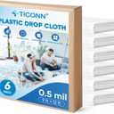 TICONN 12 x 9 Ft Plastic Drop Cloth for Painting, Waterproof Painters Plastic Sheeting, Painting Tarp for Furniture Cover, Floor Protection (6PK, 0.5Mil)