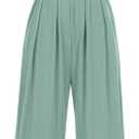 PRETTYGARDEN Womens Summer Jumpsuits Dressy Casual One Piece Outfits Sleeveless Mock Neck Wide Leg Pants Rompers with Pockets (Large, Fruit Green)