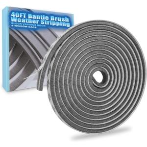 Weather Stripping Door Seal Window Seal - 40FT Brush Window Insulation Door Weather Stripping Anti-Draft for Door Insulation Soundproofing (0.35" X 0.2", Gray)