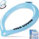 Neck Cooling Tube with Snap Button & Insulation Bag, Reusable Ice Ring, Freezes Below 64- Cooling Relief for Hot Weather, Outdoor Sports, Workers. Wearable Cooling Neck Wrap. (Blue, M)