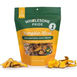 Wholesome Pride Pumpkin Slices Dog Treats, Single Ingredient, Dehydrated, All Natural, 5 oz (EXP 08/01/26)