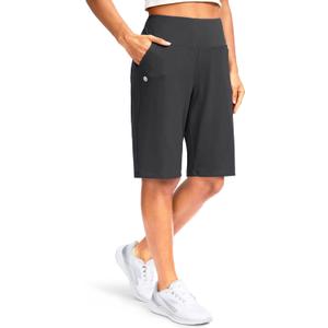 G Gradual Women's 12" Bermuda Long Shorts with Pockets High Waisted Stretch Knee Length Shorts for Women Summer Walking 3XL