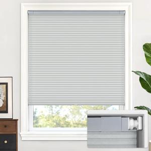 LazBlinds Cordless Cellular Shades, No Tools No Drill Light Filtering Honeycomb Shades Pleated Blinds for Windows, 32'' W x 48'' H, Dark Grey