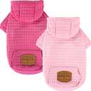 2 Pack Dog Hoodie Sweaters for Small Medium Dogs Warm Dog Clothes for Large Dogs Soft Waffle-Like Laminated Sweatshirt Bulldog (Pink+Rose, S (Back: 11.5",Chest: 15.5", Neck: 10"))