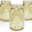 Fun Express Gold Mason Jars 12 Pack - Premium Glass Mason Jar Set for Wedding Centerpieces, Table Decorations & Party Events | Decorative Vintage-Style Vases for Flowers, Home Decor & DIY Projects
