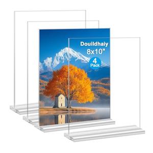 Douildhaiy Acrylic Picture Frames 8x10 inches, 4 Pack Clear Plastic Picture Frames Holder Standing,8x10 Double Sided Picture Desktop Display for Photo Home Office -Vertical