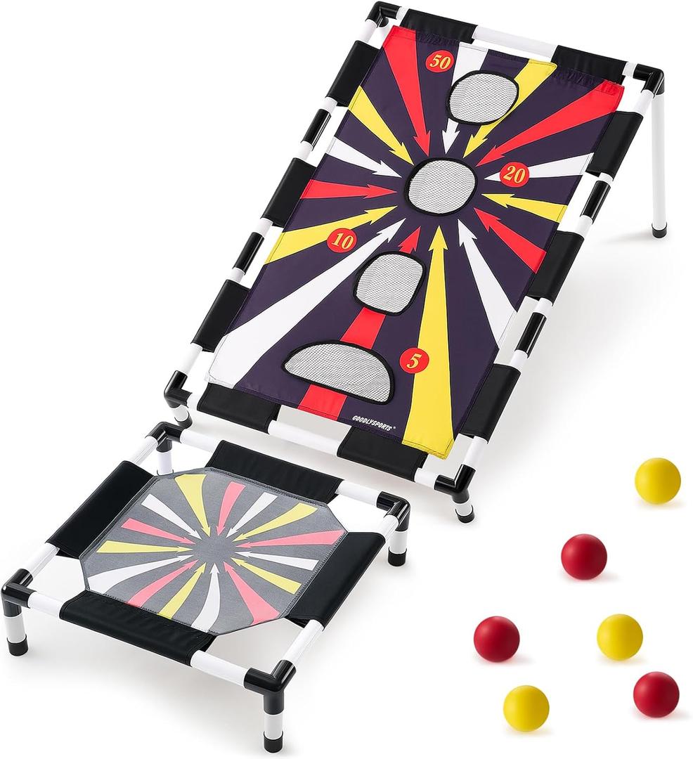 Seenelling Toss and Bounce Game Set Spring Toss Bounce Ball Game Include 6 Foam Bouncy Balls,1 Scoring Target, and 1 Scoring Target for Boys Girls Adults