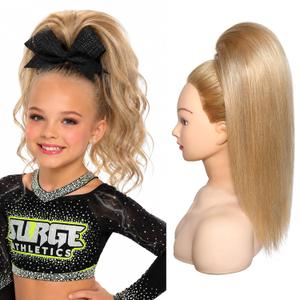 SEIKEA Cheer Ponytail Hair Piece, 100% Real Human Hair 16" Straight Cheerleader Hairpiece Smooth Natural Healthy Reusable Ponytail Extension for Competition, Dance & Stage Honey Blonde