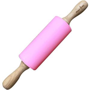 Silicone Rolling Pin for Baking - Nonstick Surface Wooden Handle (17" Large)
