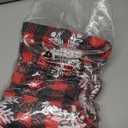 misaya Round Fitted Christmas Table Cover, Elastic Edged and Flannel Backed Tablecloth, Buffalo Plaid Vinyl Tablecloth with Snowflake Pattern, Fits 36"-44" Round Tables (Red & Black)