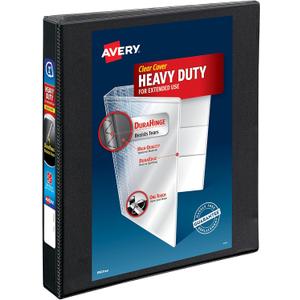 Avery Heavy-Duty View 3 Ring Binder, 1" One Touch Slant Rings, Holds 8.5" x 11" Paper, 1 Black Binder (05300)