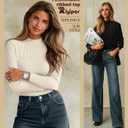 Riyiper 1 Pack Women's Ribbed Shirts, Mock Turtleneck Long Sleeve Tops Slim Fitted Undershirts Casual Basic Layering Tees(White,X-Large)