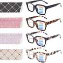 ZONLON 4 Pack Progressive Multifocus Reading Glasses for Women Oprah Style Blue Light Blocking Computer Readers (4 Mix C1, 3.0)