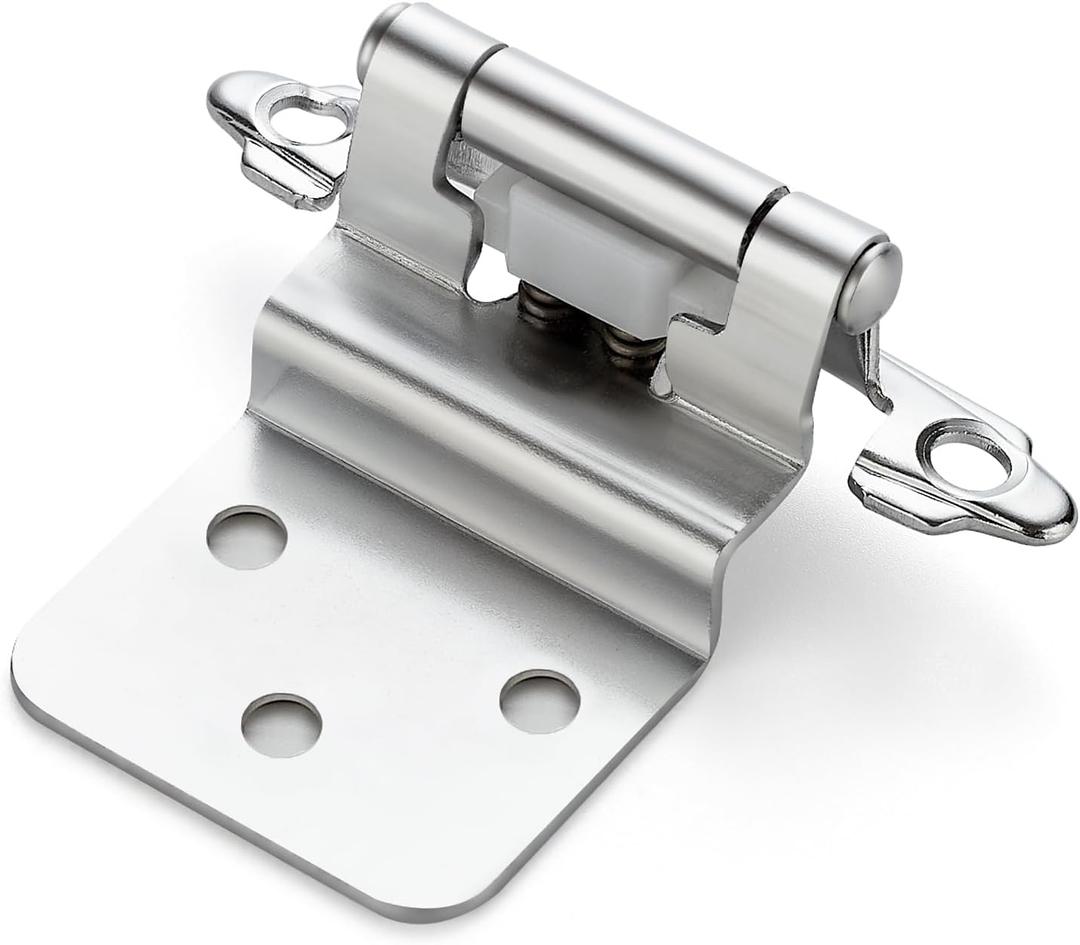 Home Expert 40 Pack (20 Pairs) 3/8 Inch Inset Cabinet Hinges, Self-Closing Face Mount Hinges with Door Bumpers, Polished Chrome for Kitchen Cabinets, Bathroom Vanities, Furniture Doors