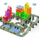 121PCS Magnetic Tiles Road Set with Pullback Cars. Magnet Tiles for Building Construction Toys with Ship, Airplane, Traffic Sign, STEM Magnetic Tiles for Kids Ages 4-8, Educational Gifts for Ages 3+