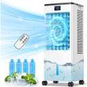 Portable Air Conditioners, 4-IN-1 Evaporative Air Cooler, Portable AC Unit w/ 4 Modes & 3 Speeds, Swamp Cooler w/ 12H Timer & Remote, Fast Cooling Room Air Conditioner for Bedroom Home Office Garage