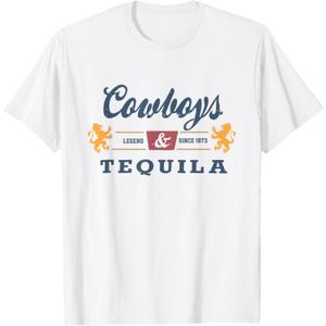 Vintage Cowboys And Tequila Western Funny Tequila Drinking T-Shirt, Large, White