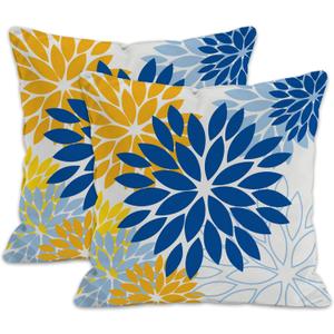 Blue Flower Throw Pillow Covers Set of 2,Indoor Decorative Pillow Cases for Couch Bed Sofa Cushion Home,16x16 Inch