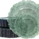 U-QE 60PCS Clear Green Plastic Plates - Green Plates Disposable Heavy Duty - Disposable Plastic Plate for Party, Weddings and Formal Occasions Including 30 Dinner Plate 10" & 30 Appetizer 7"