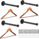 Industrial Pipe Clothing Rack 12 Inch 4 Pack, Wall Mounted Clothes Rack Heavy Duty Rustic Vintage Steel Black Metal Clothing Hanging Rod