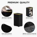 MinBoo 110L Large Laundry Basket with Lid, Tall Collapsible Clothes Hamper with Removable Bag & Bamboo Handles, Foldable Dirty Clothes Bin for Bedroom, Bathroom, Dorm, Laundry Room