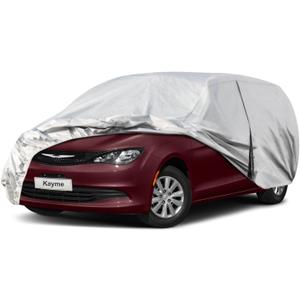 Kayme 6 Layers Car Cover Custom Fit for Chrysler Voyager/Pacifica (1999-2025) Waterproof All Weather for Automobiles, Outdoor Full Cover Rain Sun UV Protection.Silver