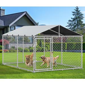 YITAHOME 7.5'x7.5' Outdoor Dog Kennel with Metal Dog Gate, Outdoor Dog Pens with Roof, Heavy Duty Dog Kennel for Backyard Farm Use