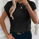 Womens Short Sleeve Sweaters Summer Cap Sleeve Tops Casual Crewneck Oversized Lightweight Knit Sweater Vest (Black, XXL)
