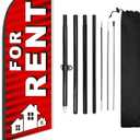 For Rent Flag, 8ft Red Feather Flag Pole Kit, Advertising Flags for Outside