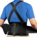 FITTOO Back Brace with Removable Suspenders & Lumbar Pad for Back Pain Relief, Heavy Lifting Support, Moving and Warehouse Jobs, Lower Back Pain Protection Belt for Men & Women in Construction (Medium (Pack of 1), Coal)