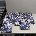 Horaldaily 8PCS Christmas Dining Blue Chair Covers, Simple Snow Stick Figure Stretch Removable Washable Slipcover Chair Protector for Dining Room Home Decor