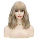 Mix Blonde Wig with Bangs Shoulder-length Wig for Women Halloween Costume Praty Cosplay Wig (Color-5)