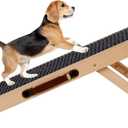Dog Ramp Wooden Dog Ramp Portable Pet Ramp,Car Ramp for Small Dog,Collapsible Doggie Ramps for Couch,Bed,Built in Handle for Travel,4 Adjustable Heights from 9.8" to18.1