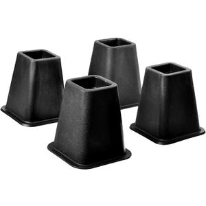 HOME IT 5 to 6-inch Super Quality Black Bed Risers, Heavy Duty Stackable Furniture Risers for College Dorm Bed Sofa Table Couch Chair 4-Pack (Black) (Square)