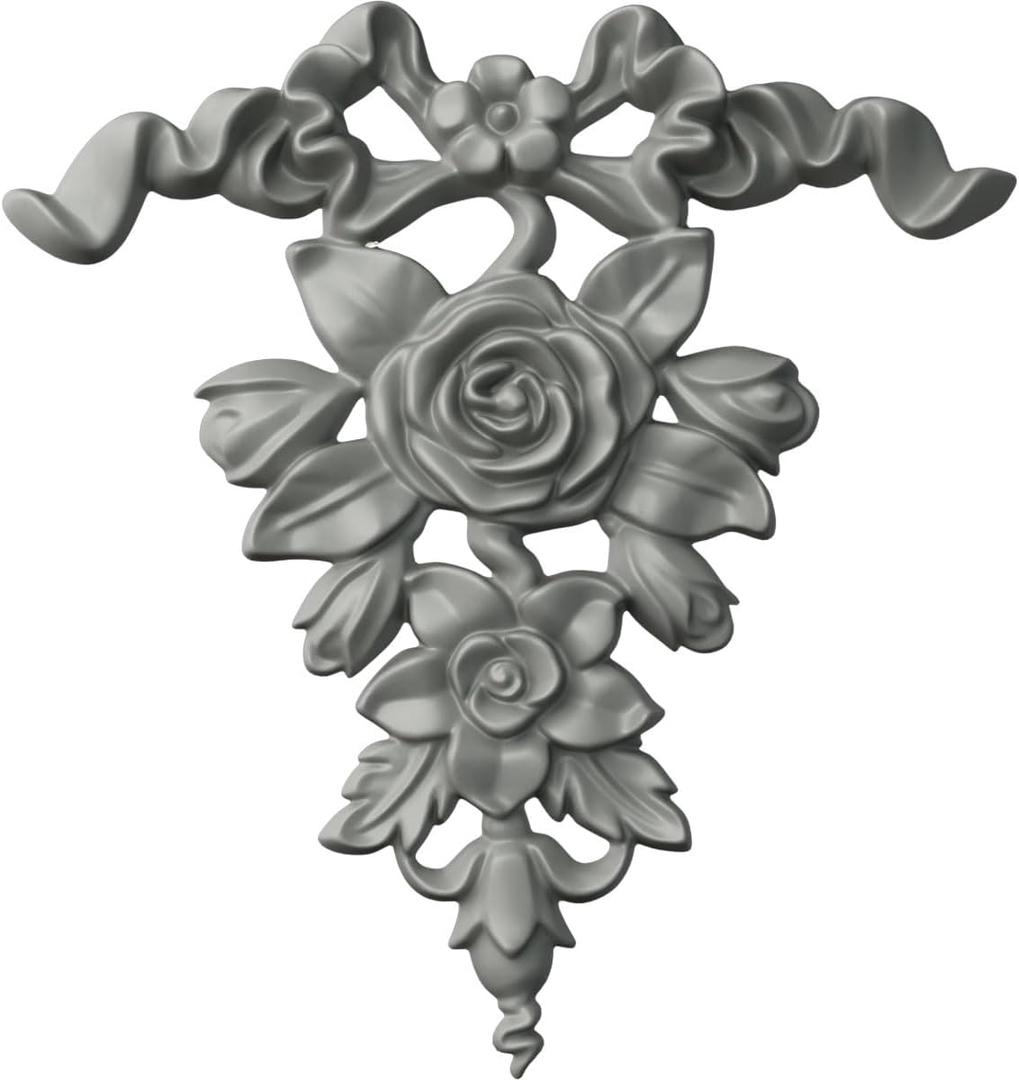 Ekena Millwork 8 1/2"W x 9"H x 3/4"P Versailles Ribbon and Rose Drop Onlay