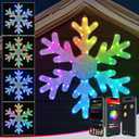 31-inch RGB Smart Hanging Snowflake Lights Outdoor, APP & Remote Control DIY Color Changing LED Lights, Music Sync, Multi-Device Group Control Dimmer, Timer, Christmas Decor for Window, Wall, Yard, Patio