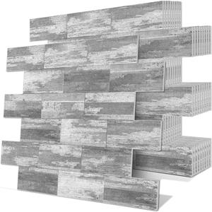 Peel and Stick Backsplash Tile for Kitchen and Bathroom Wall,3D Grey Panel Removable Wallpaper(10 Pack of 13.5"x11.5")